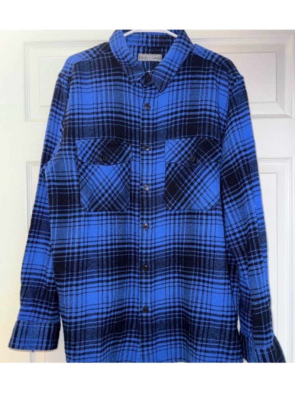 Primark Blue and Black Plaid Button-Down Shirt